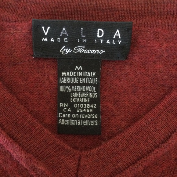 Valda 100% Merino Wool V-Neck Burgundy Sweater Size Medium - Picture 6 of 10